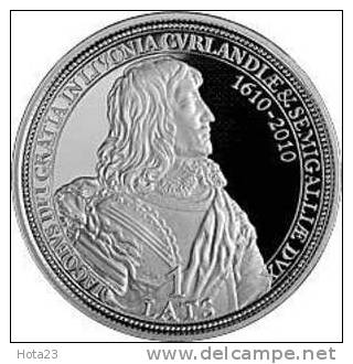 LATVIA / Letland / Lettonia 2010  Duke Jacob´s 400th Anniversary SILVER COIN 1 LATS  PROOF 2010 Y - Latvia