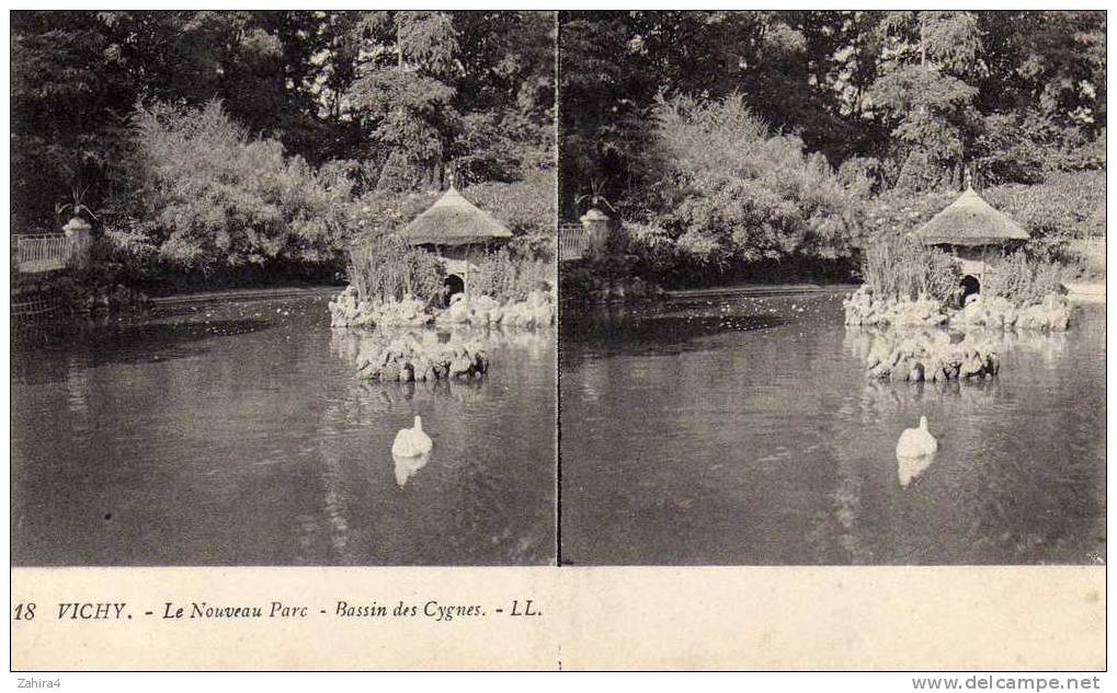 Vichy - Parc - Bassin Cygnes - Cartes Stéréoscopiques