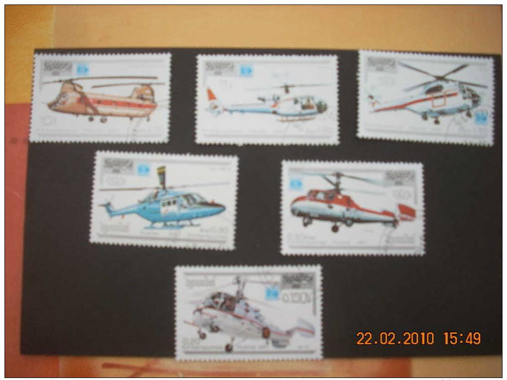 F  304     SERIE  DE 6 HELICOPTERES  DU KAMPUCHEA  758/763 - Hélicoptères