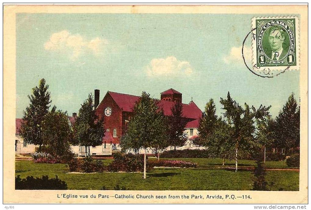 CPA ARVIDA QUEBEC SAGUENAY CANADA - Eglise Vue Du Parc - Catholic Church - Cachet 1938 Sur N° 190 YT - TB** - Saguenay