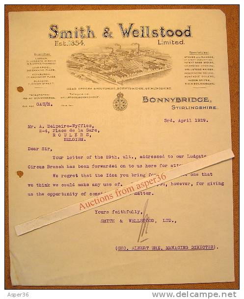 Stoves & Ranges, Smith & Wellstood, Bonnybridge, Stirlingshire 1929 - Royaume-Uni