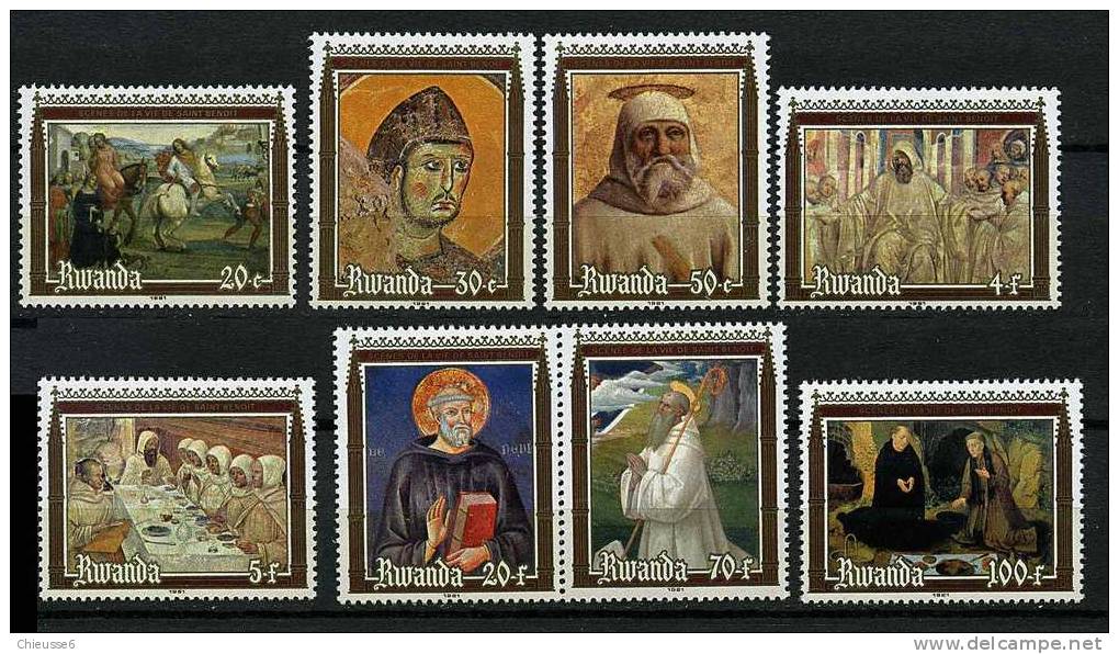 Rwanda **  N° 1016 à 1023 - 1500e Ann. De La Naissance De St Benoït De Nursie - Unused Stamps