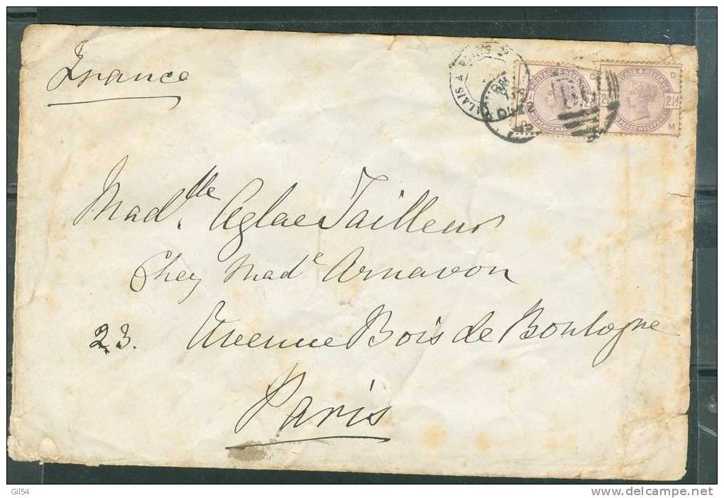 Yvert N°79 X 2 Sur Lettre Pour Paris En 1885 - Bb5302 - Lettres & Documents