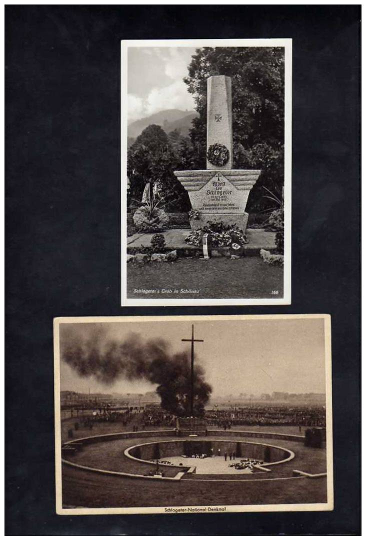 Deutsches Reich , 2 Propaganda - Postkarten, Schlageter National - Denkmal Und Grab - Oorlog 1939-45