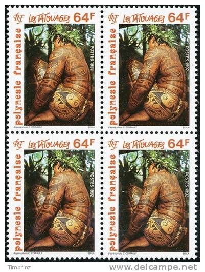 POLYNESIE 1992 - Yv. 414 ** SUP Bloc De 4  Cote = 7,60 EUR - Indigène Tatoué ..Réf.POL11029 - Ungebraucht