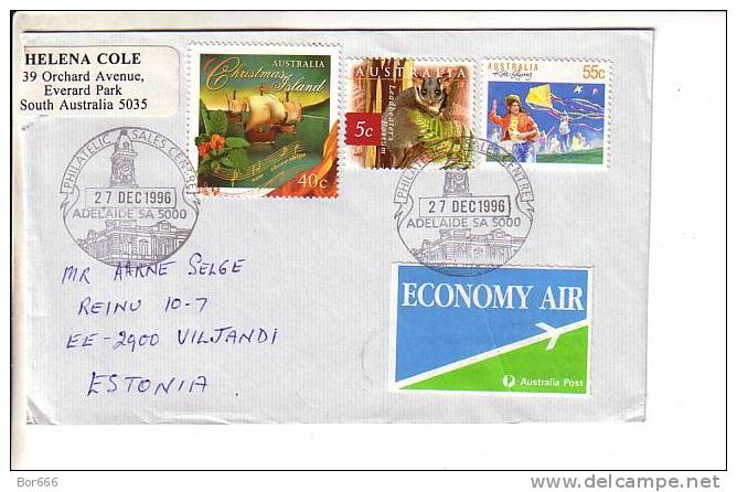 GOOD AUSTRALIA Postal Cover To ESTONIA 1996 - Good Stamped: Animal ; Ship / Music - Storia Postale