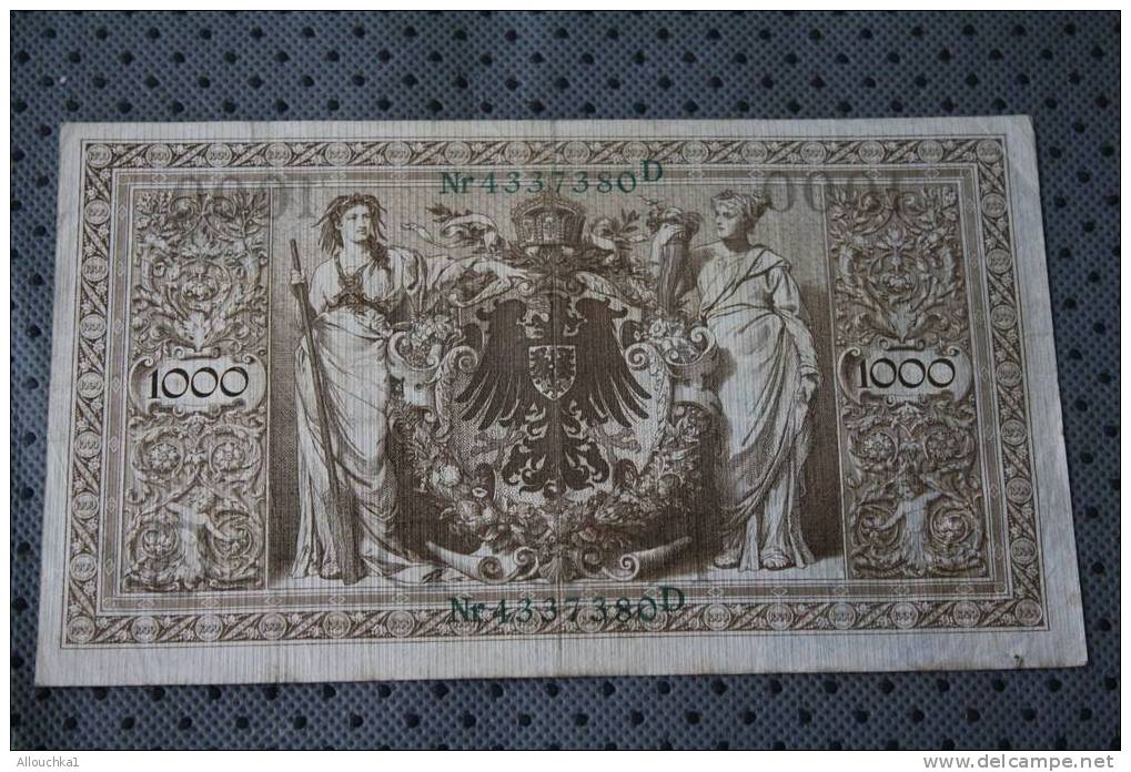 REICHBANK BILLET DE BANQUE ALLEMAGNE 1000 REICHBANKNOTE BERLIN 21 APRIL 1910 EMPIRE ALLEMAND AIGLE DU REICH NR 43337380D - 1000 Mark