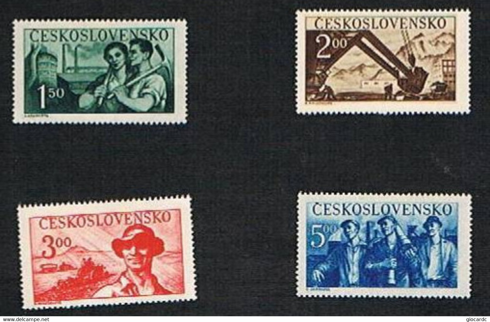 CECOSLOVACCHIA (CZECHOSLOVAKIA) - YVERT 532.535 -1950 OPERE DELLE RICOSTRUZIONE - NUOVI (MINT) ** - Nuovi