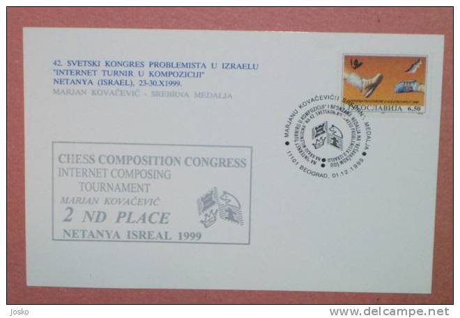 CHESS COMPOSITION CONGRESS - Netanya , Israel 1999. ( Yugoslavia Rare ) Echecs Ajedrez Schach Scacchi Check Shah JUDAICA - Chess