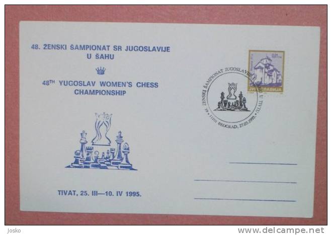 48th YUGOSLAV WOMEN`S CHESS CHAMPIONSHIPS Tivat 95. ( Yugoslavia Rare ) Echecs Ajedrez Schach Scacchi Check Shah JUDAICA - Chess