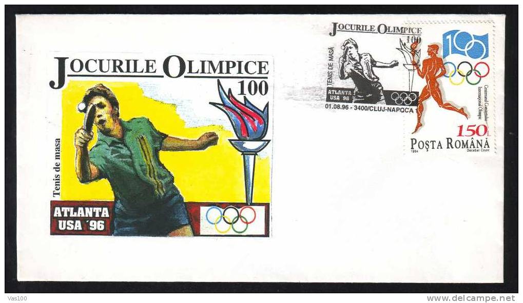 ROMROMANIA 1996 VERY RARE  Cover With TABLE TENNIS JEUX OLYMPIQUES ATLANTA,Olympic Games Atlanta. - Estate 1996: Atlanta