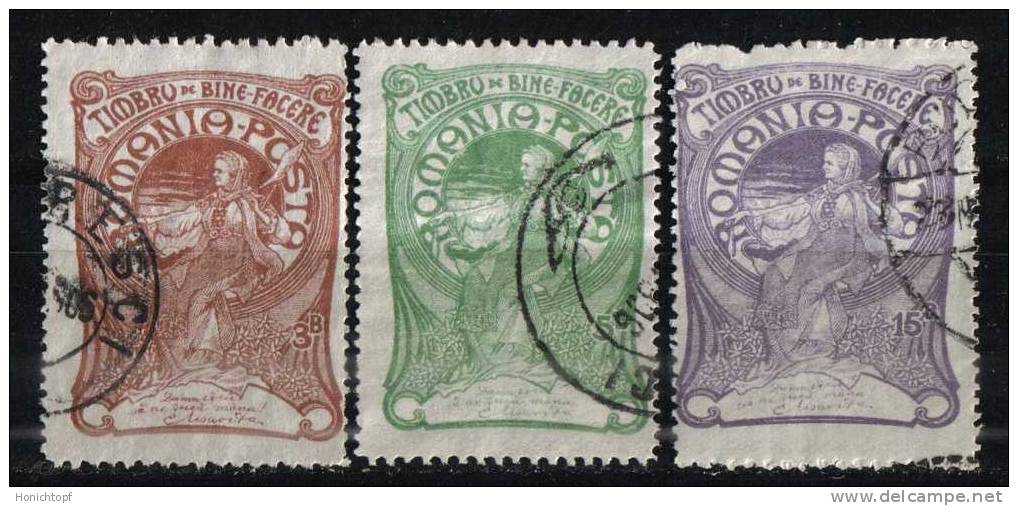 Rumänien; 1906; Michel 161/4 O; Königin Elisabeth Am Spinnrad; Binefacere; 3 Werte - Oblitérés