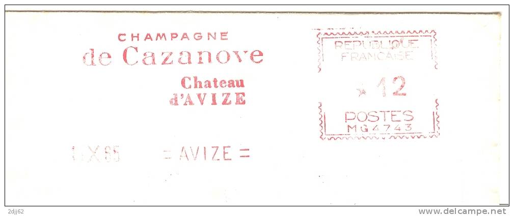 Champagne, "de Cazanove", Avize - EMA Havas, Irrégulière - Enveloppe   (D0164) - Wines & Alcohols