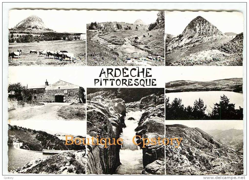07 - ARDECHE - 8 Vues Du Département - Auberge De Peyrebeille Le Gerbier Des Joncs  Etc...- Dos Scané - Saint Agrève