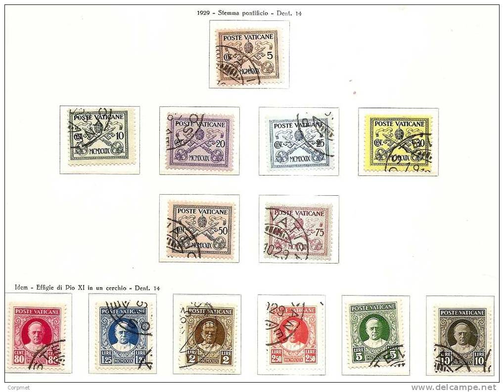 CITTA DEL VATICANO - 1929  Yvert # 26/38 - VF USED Complete Set - Usados