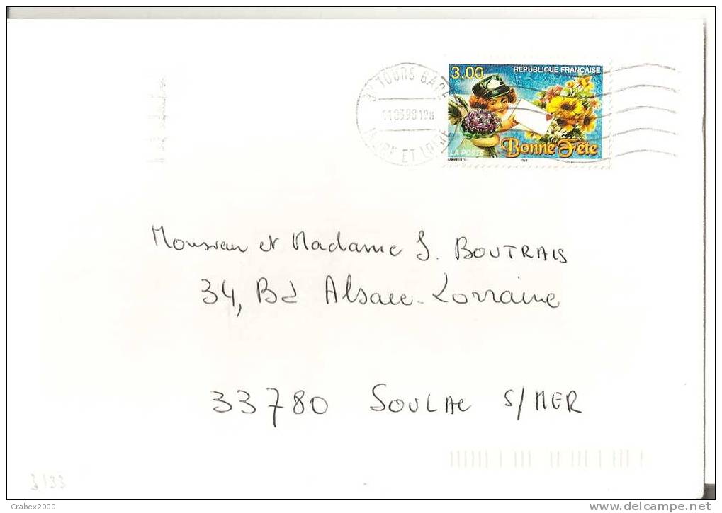 N  Y&t 3133 Lettre De TOURS  Vers SOULAC Le 11 MARS 1992 - Briefe U. Dokumente