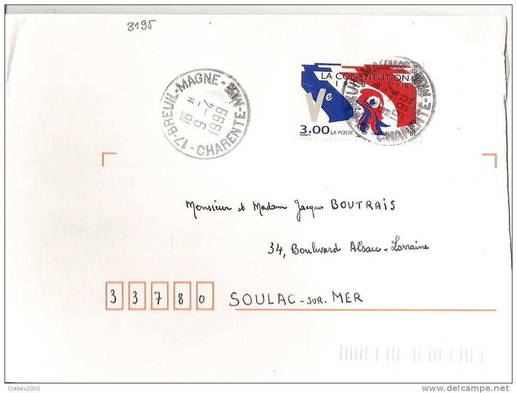 N  Y&t 3195 Lettre De BREUIL  Vers SOULAC Le 09 Avril 1999 - Briefe U. Dokumente