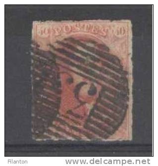 BELGIE - OBP Nr 12 - Gestempeld/oblitéré - Cachet P 33 (DINANT) (ref. 9) - Postmarks - Lines: Perceptions