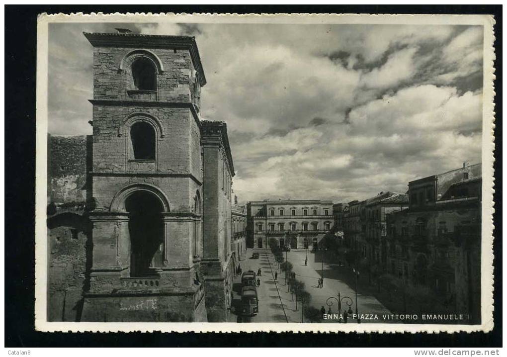 S1486 CARTOLINA ILLUSTRATA SICILIA ENNA PIAZZA VITTORIO EMANUELE  FG. NV. - Enna