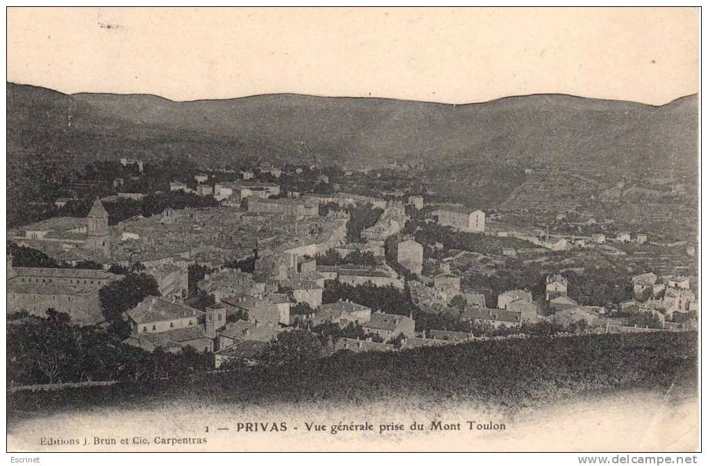 PRIVAS : Vue Generale Prise Du Mont Toulon - Privas