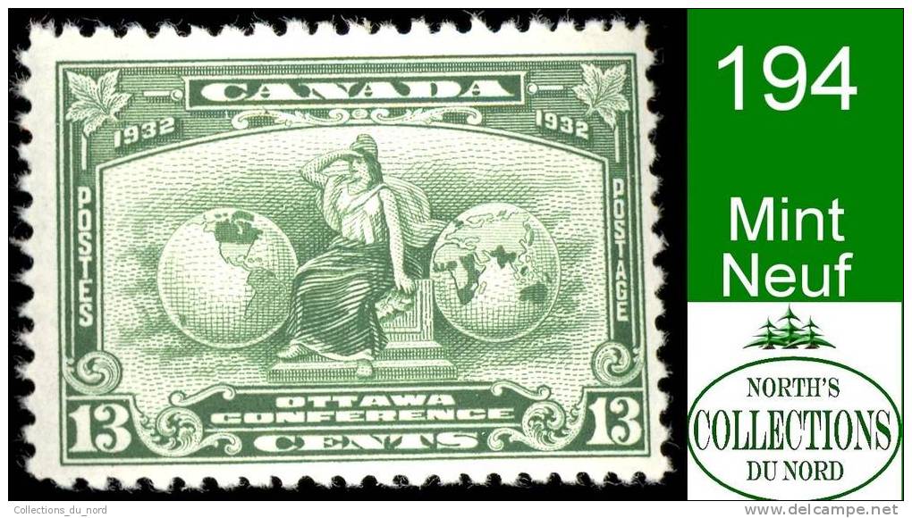 Canada (Unitrade & Scott # 194 - Britannia) (Mint) F/VF - Unused Stamps