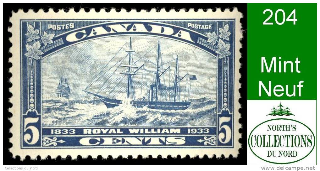 Canada (Unitrade & Scott # 204 - Royal William) (Mint) VF - Ungebraucht