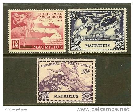 MAURITIUS 1949  Hinged Stamp(s) U.P.U. (3 Values Only) 223-225 - U.P.U.