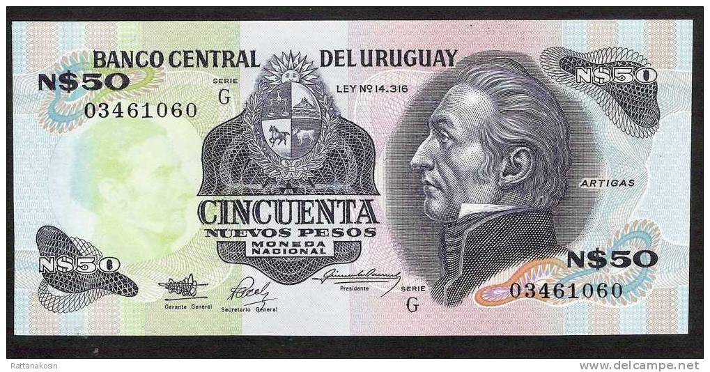 URUGUAY P61A  50  NUEVOS PESOS  1989  Serie G   X  10  PCS   UNC. - Uruguay