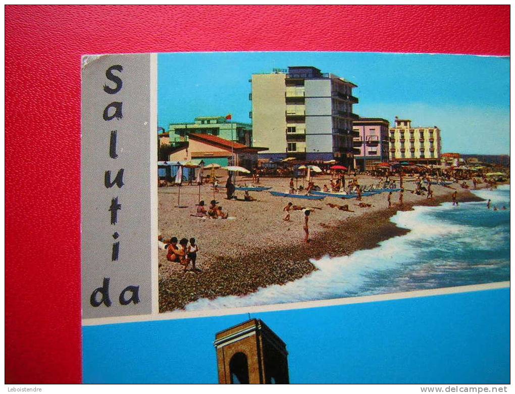 CPSM-ITALIE-SALUTI DA FANO -ALBERGHI SUL MARE E MAREGGIATA-PIAZZA XX SETTEMBRE-RIFLESSI-MULTI-VUES-3 PHOTOS DE LA CARTE - Fano