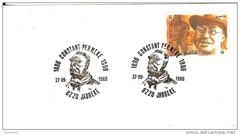 BELGIUM 1986 CARD WITH STAMP AND SPECIAL CANCELLATION FU - Cartas & Documentos