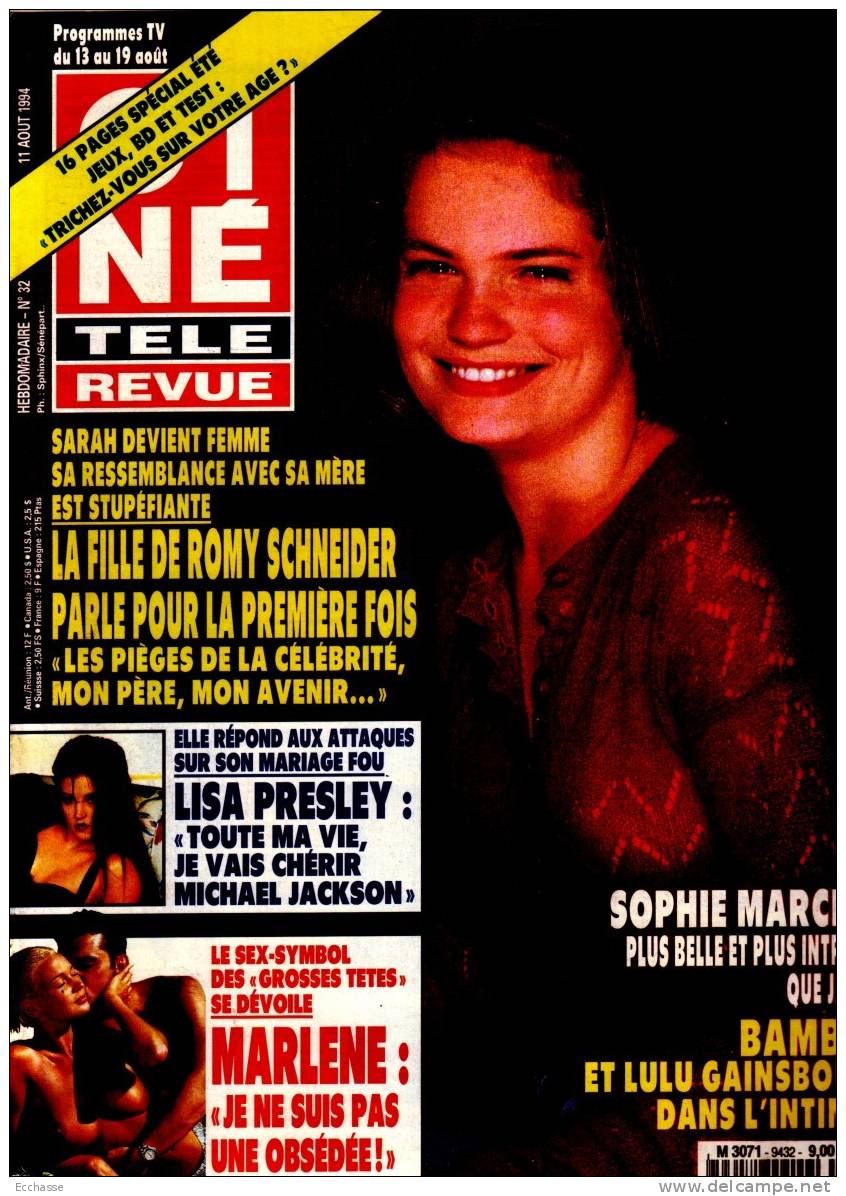 Ciné Télé Revue 9432 Fille De Romy Scneider Michael Jackson Marlene Françoise Fabian Boubou Et Lulu - Cinéma