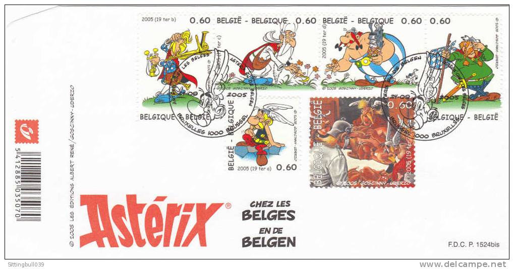 ASTERIX CHEZ LES BELGES. Enveloppe 1er Jour Avec Timbres Et Tampons. 24 SEPT.2005 Bruxelles. La Poste Belge. Ed. A.R/G-U - Advertisement