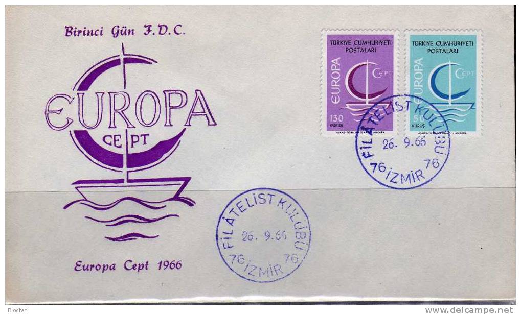 Europa-Ausgabe 1966 Türkei 2018/9+FDC O 13€ Schiff Mit Segel CEPT Cover Set Of Turkiye - 1966