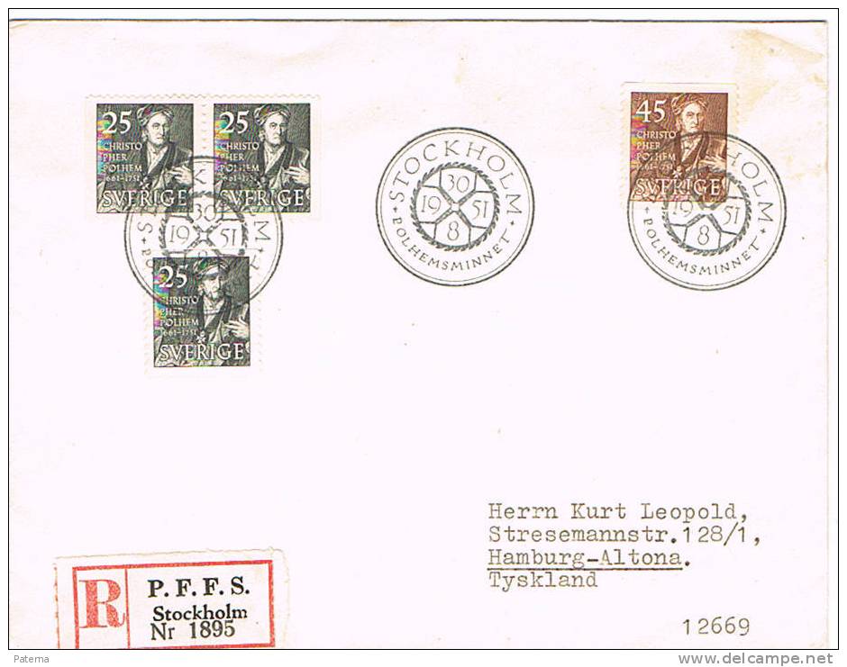 Carta, Certificada, STOCKHOLM 1951 ( Suecia) ,Cover, Lettre - Covers & Documents