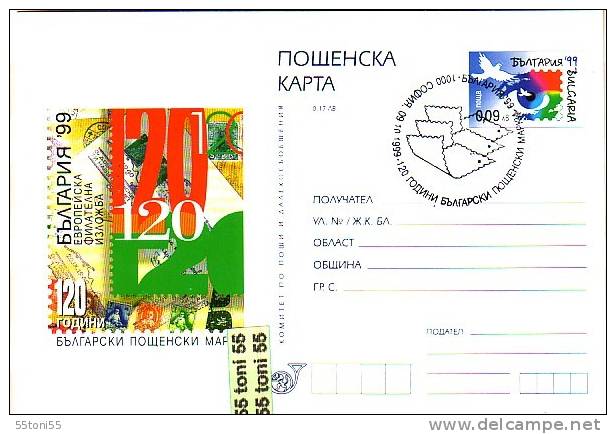 Bulgaria / Bulgarie 1999 European Stamp Exhibition Stamp DAY   Postcard + First Day - Postales