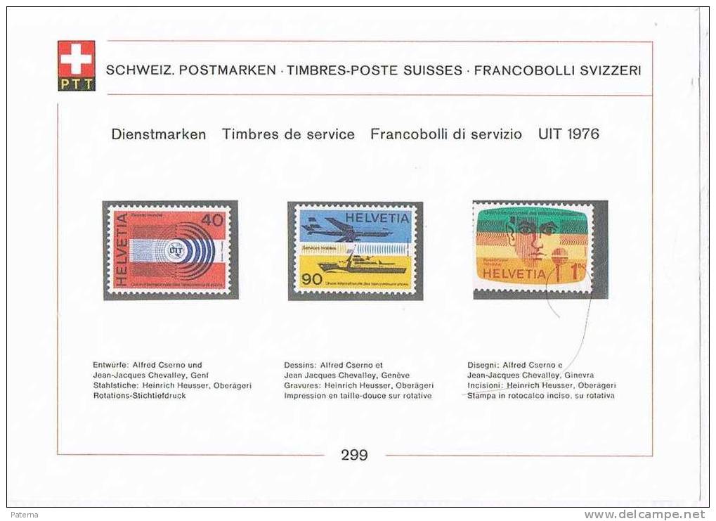 3195   Suiza 1976 , Hoja Con Sellos Servicios, Dienstmarken, Stamps, Francobolli - Neufs
