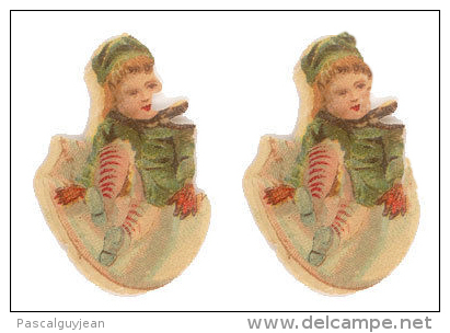 2 DECOUPI ANCIEN PAQUES - ENFANTS AVEC OEUFS - Easter