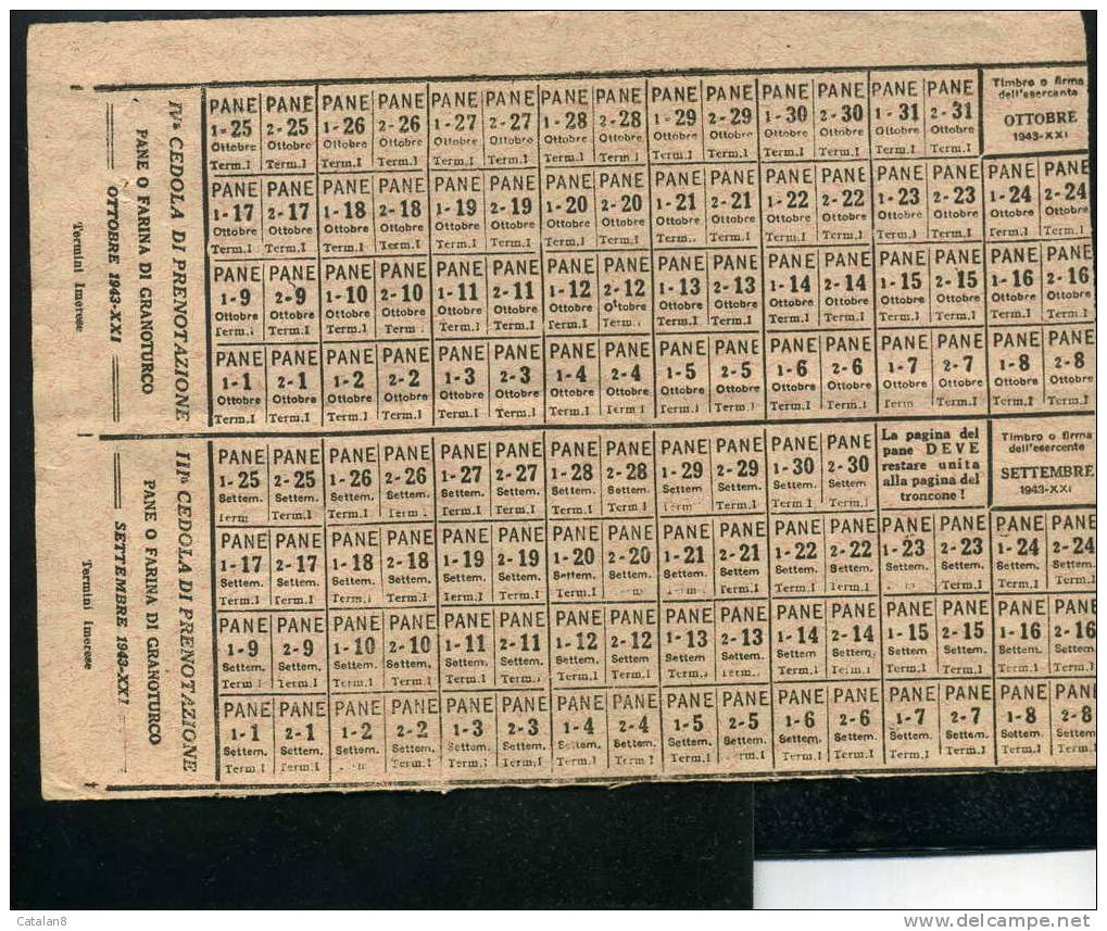 S1499 MARCA CON FASCI L.0,25 X 2 DIRITTI SEGRETERIA TESSERA PANE COMUNE TERMINI IMERESE 1945 - Marcophilie