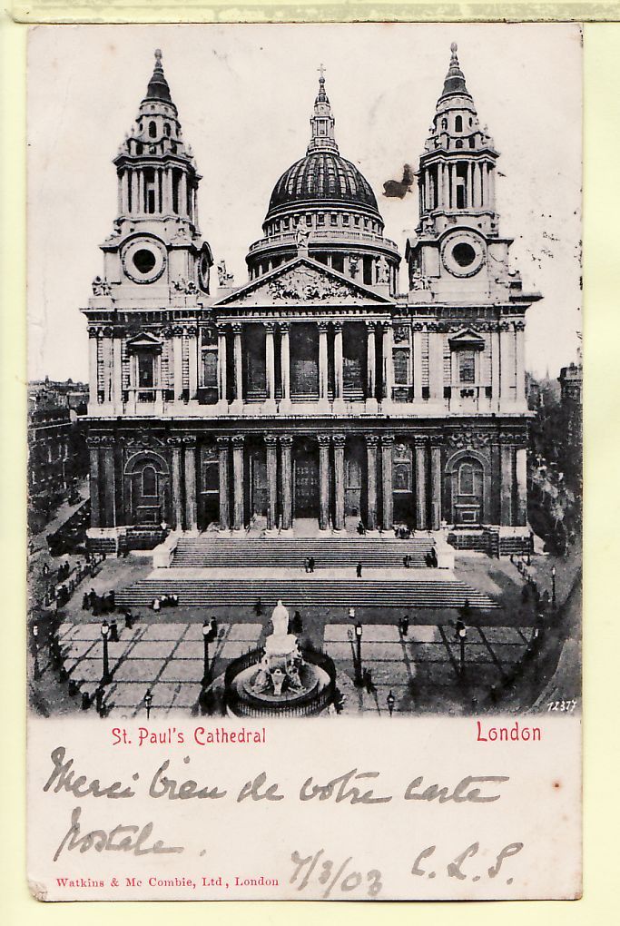 LONDON St Paul's CATHEDRAL LONDRES Posted 1903 à TESSEREAU Niort ¤ ANGLETERRE ENGLAND ¤ WATKINS COMBIE 12377 ¤5775AA - St. Paul's Cathedral
