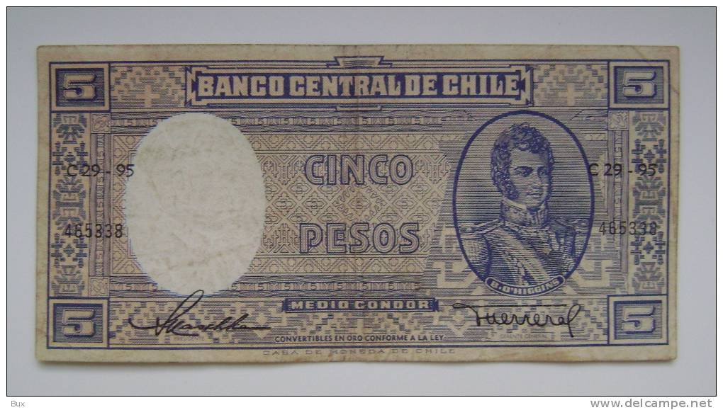 Cile Chile  5 Pesos   CONDIZIONI COME DA FOTO CART 68 - Chile