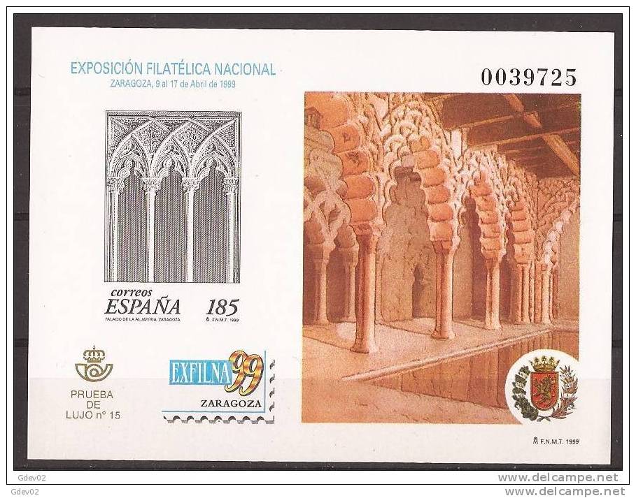 ESPO68-L39142TBH.España.Spain.Espagne PRUEBA OFICIAL 68 EXFILNA 99-1999 .(Ed PO 68) Sin Dentar.LUJO - Blocks & Kleinbögen