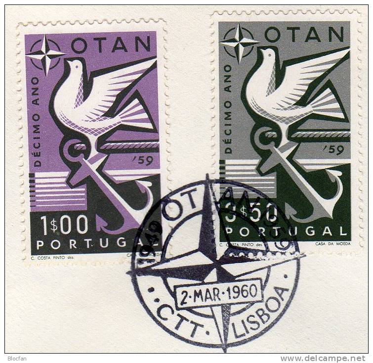 10 Jahre NATO Portugal 878/9+ FDC O 8€ Taube Auf Dem Anker - Marittimi