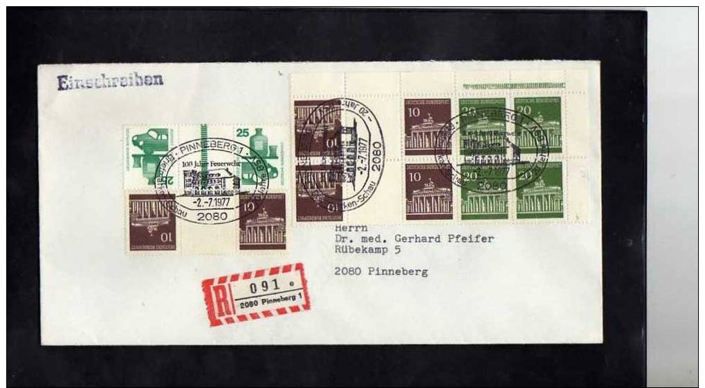 BRD 1977, R.- Brief ,  Zusammendrucke Und Kehrwerte, SST Pinneberg 2.7.77 - Zusammendrucke