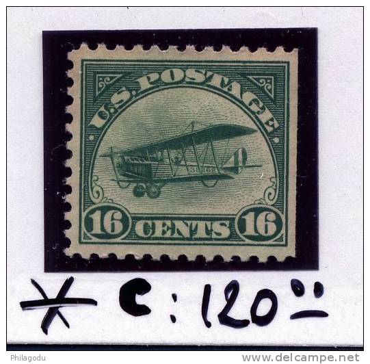 USA  16c Air Mail 2*   LH    Cote 120 Euros   Hinged O.G.  Border Of Sheet - Neufs
