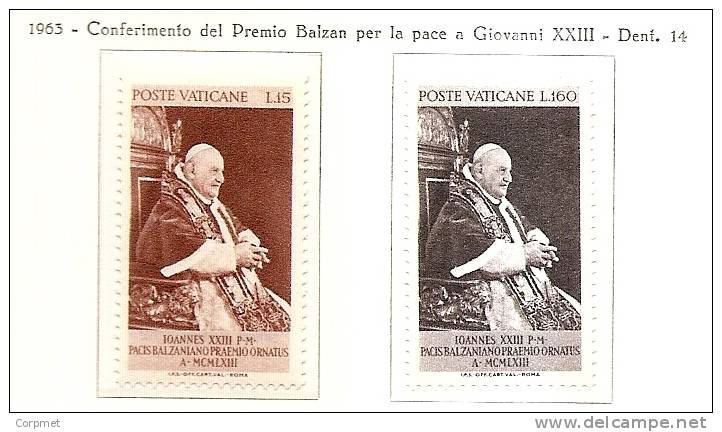 CITTA DEL VATICANO - 1963 Premio Balzan Per La Pace A Giovanni XXIII - Yvert # 378/379 - MINT (NH) - Nuevos