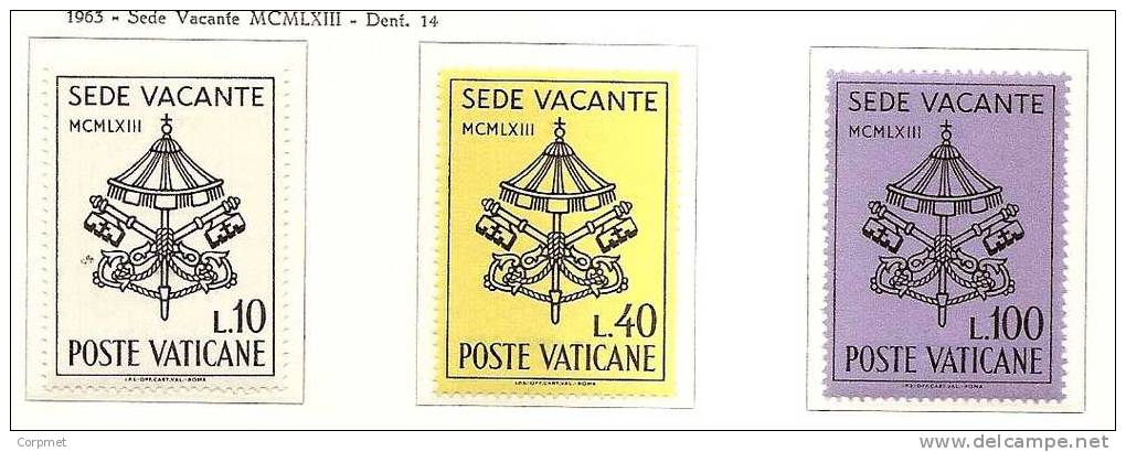 CITTA DEL VATICANO - 1963 Sede Vacante - Yvert # 380/382 - MINT (NH) - Unused Stamps