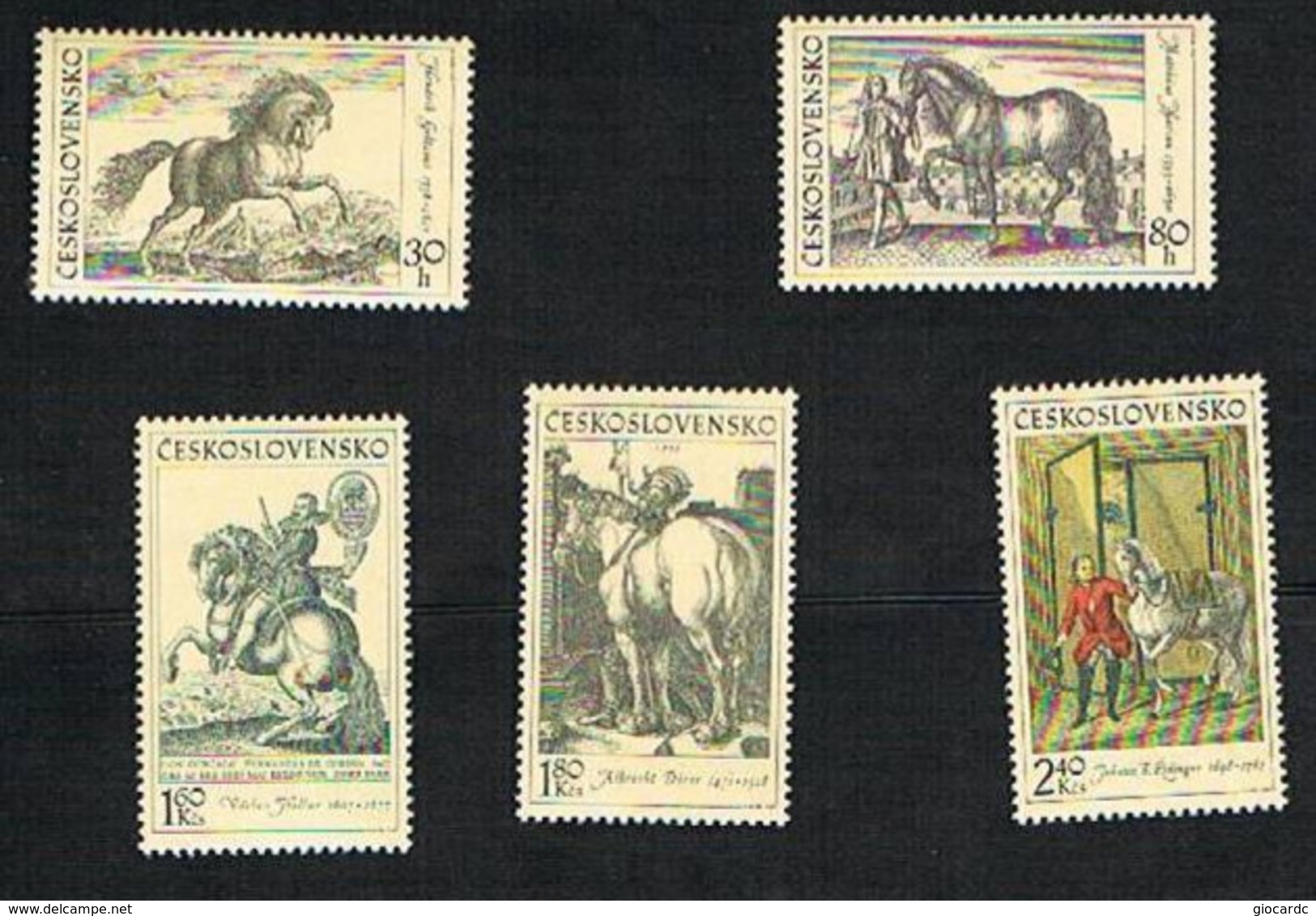 CECOSLOVACCHIA (CZECHOSLOVAKIA) - YVERT  1717.1721 - 1969  IL CAVALLO NELLA PITTURA -   NUOVI (MINT) ** - Unused Stamps
