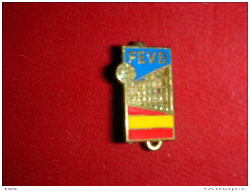Pins,Badge With Needle,Spain Volleyball Federation,Espana FEVB,Enamel,Emaille,Sport,vintage - Volleybal
