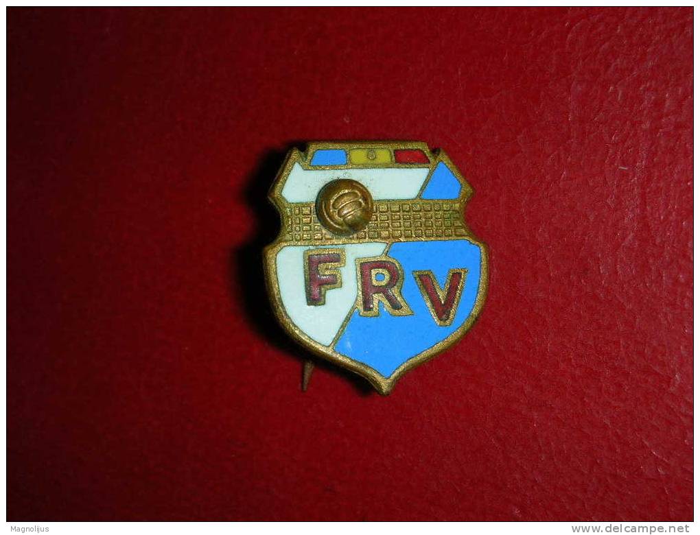 Pins,Badge With Needle,Romania Volleyball Federation,FRV,Enamel,Emaille,Sport,vintage - Volleybal