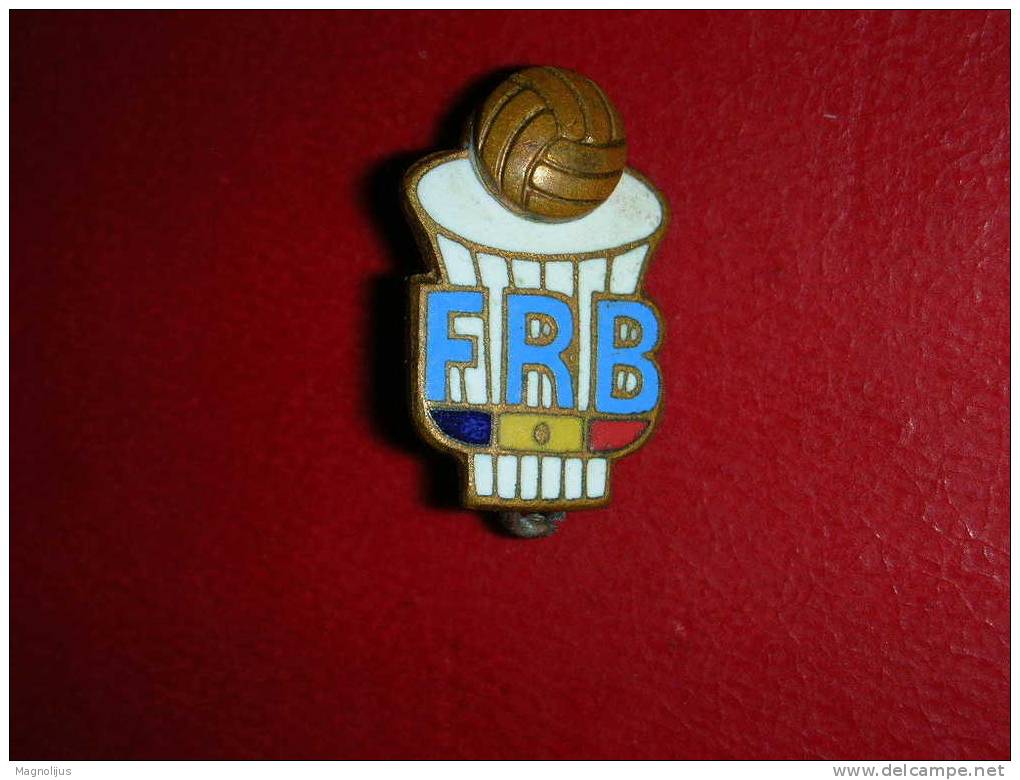 Pins,Badge With Needle,Romania Basketball Federation,FRB,Enamel,Emaille,Sport,vintage - Basketball